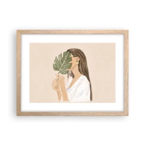 Poster in cornice rovere chiaro - Misterioso ritratto con ventaglio - 40x30 cm