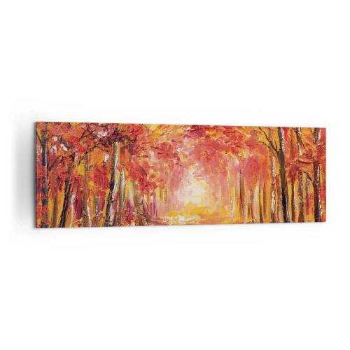 Quadro su tela - Stampe su Tela - Foresta autunnale nei toni del rame e dell'oro - 160x50cm - Foresta di rame - Decorazione murale moderna per soggiorno e camera da letto ARTTOR