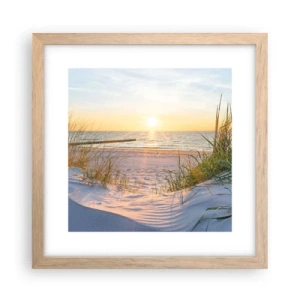 Poster in cornice rovere chiaro - Rumore del mare, uccelli che cantano, spiaggia selvatica tra i cespugli... - 30x30 cm