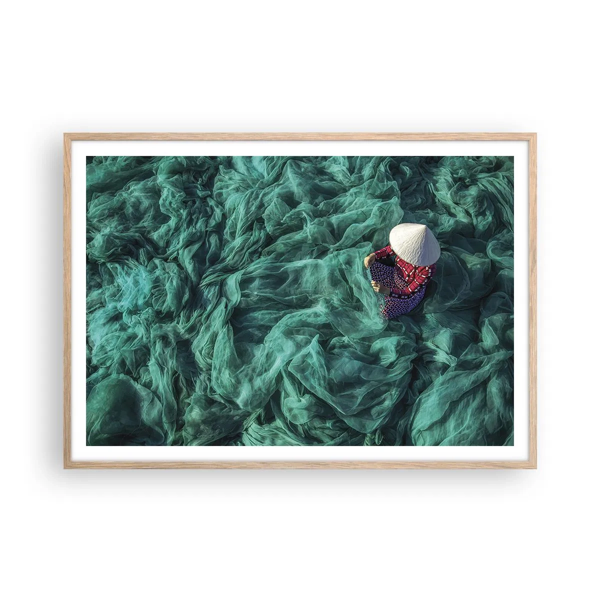 Poster in cornice rovere chiaro - Nel mare di reti - 100x70 cm
