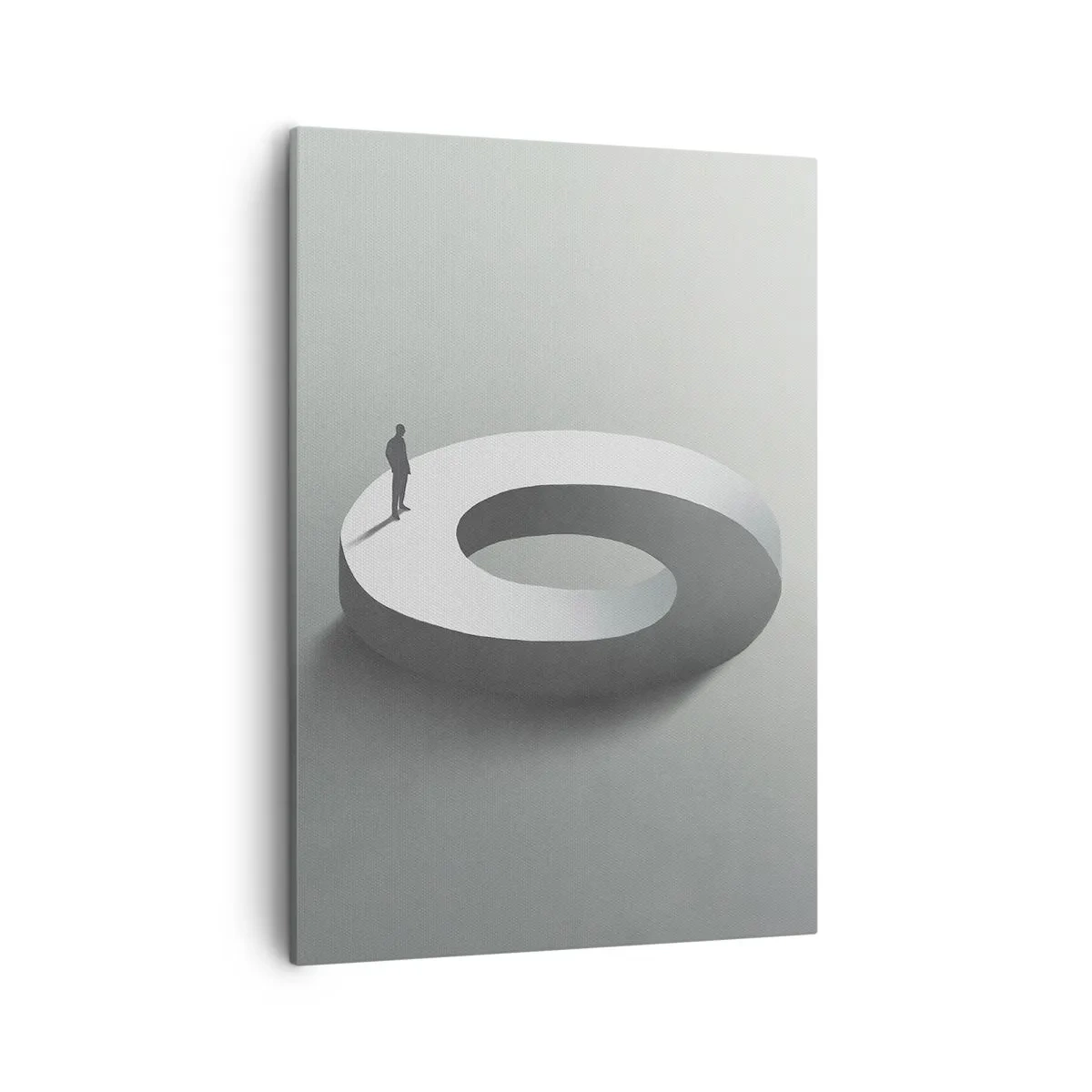 Quadro su tela - Stampe su Tela - Un uomo su una struttura grigia e astratta - 50x70cm - Prova a cavartela - Decorazione murale moderna per soggiorno e camera da letto ARTTOR