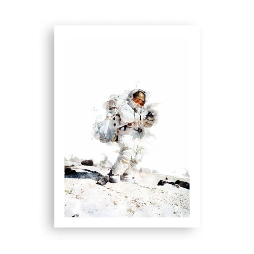 Poster - Un astronauta in tuta spaziale sulla superficie della luna - 50x70cm - L'inviato della Terra - Decorazione murale moderna per soggiorno e camera da letto ARTTOR