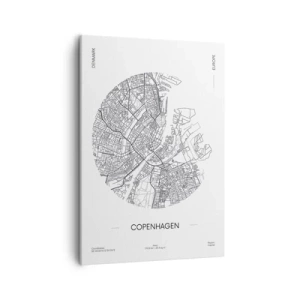 Quadro su tela - Stampe su Tela - Una mappa di Copenaghen in stile minimalista in bianco e nero. - 50x70cm - Anatomia di Copenaghen - Decorazione murale moderna per soggiorno e camera da letto ARTTOR