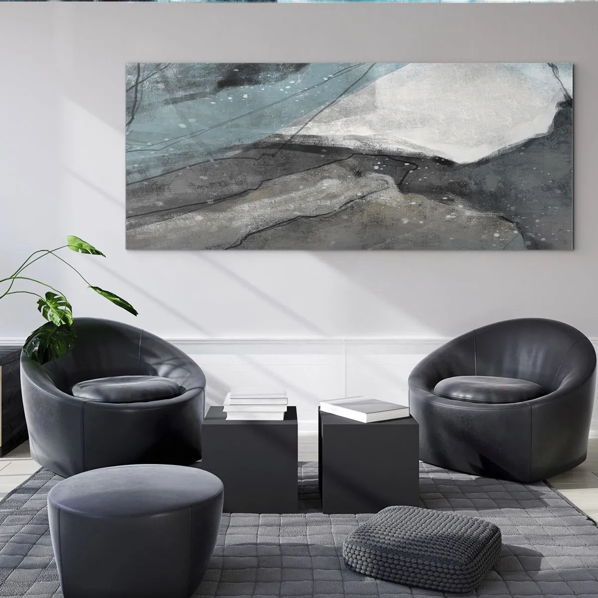 Quadro su vetro - Astrazione: rocce e ghiaccio - 100x40 cm