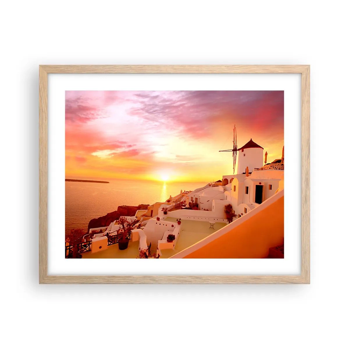 Poster in cornice rovere chiaro - Sciogliersi nel bianco e nell'oro - 50x40 cm