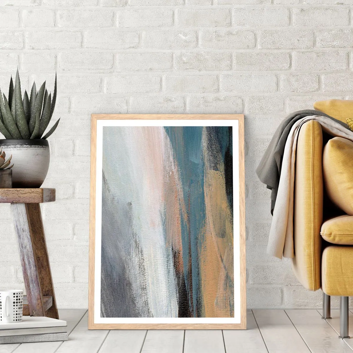 Poster in cornice rovere chiaro - Astrazione: paesaggio del nord - 70x100 cm
