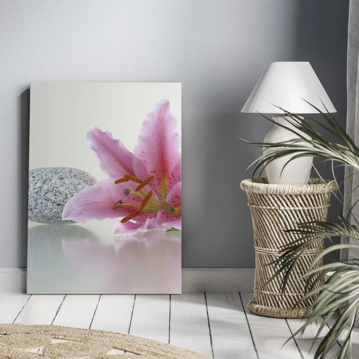 Quadro su tela - Stampe su Tela - Studio in rosa, grigio e bianco - 65x120 cm