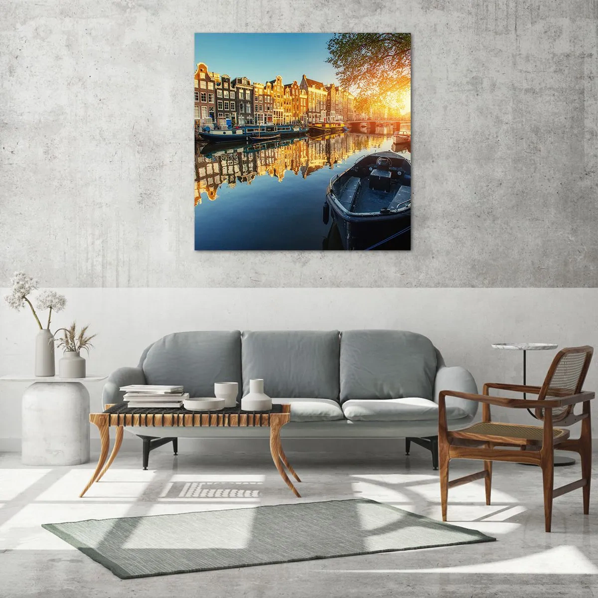 Quadro su vetro - L'alba ad Amsterdam - 30x30 cm