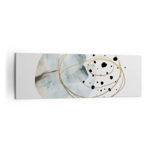 Quadro su tela - Stampe su Tela - Astrazione minimalista con motivo geometrico e linee dorate - 160x50cm - Nell'abbraccio dello spazio - Decorazione murale moderna per soggiorno e camera da letto ARTTOR