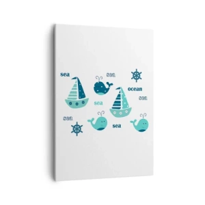 Quadro su tela - Stampe su Tela - Affascinanti motivi nautici con balene e barche a vela - 50x70cm - Attraverso i mari e gli oceani - Decorazione murale moderna per soggiorno e camera da letto ARTTOR