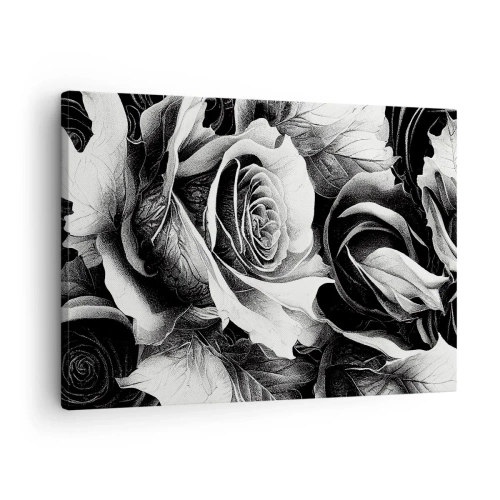 Quadro su tela - Stampe su Tela - Rose bianche e nere in una composizione elegante - 70x50cm - Sempre regina - Decorazione murale moderna per soggiorno e camera da letto ARTTOR