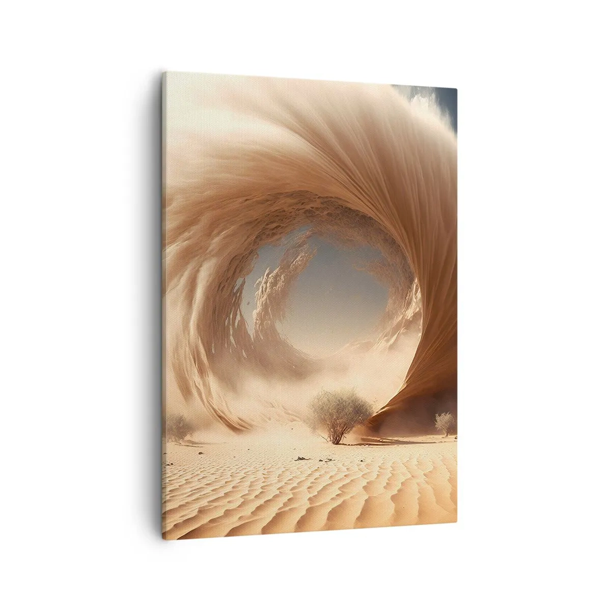 Quadro su tela - Stampe su Tela - Vortice di sabbia dinamico in un deserto con alberi - 50x70cm - Il portale è aperto - Decorazione murale moderna per soggiorno e camera da letto ARTTOR