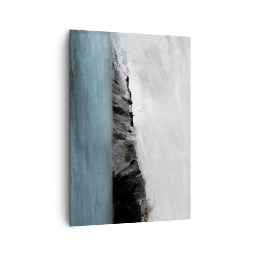 Quadro su tela - Stampe su Tela - Paesaggio astratto con acqua e una costa rocciosa - 70x100cm - Acqua-terra: lo scontro degli elementi - Decorazione murale moderna per soggiorno e camera da letto ARTTOR
