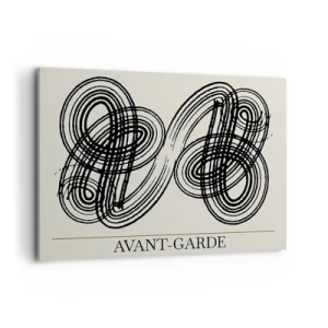 Quadro su tela - Stampe su Tela - Linee nere astratte su sfondo chiaro in stile avanguardista. - 100x70cm - In tutta spontaneità - Decorazione murale moderna per soggiorno e camera da letto ARTTOR