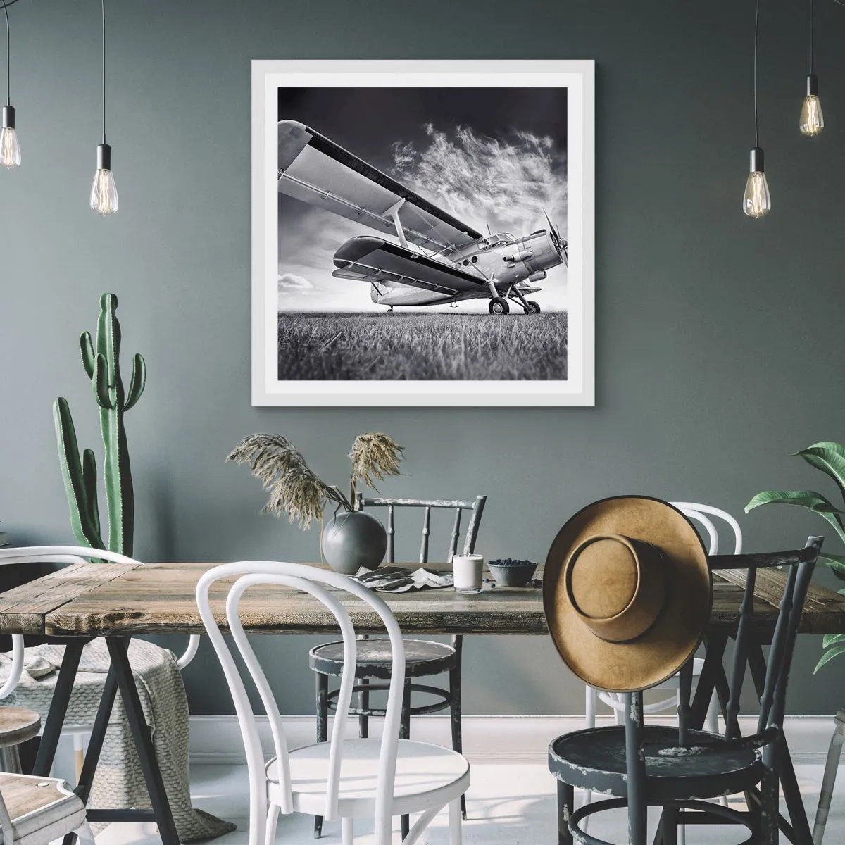 Poster in cornice bianca - Giramondo alato - 50x50 cm