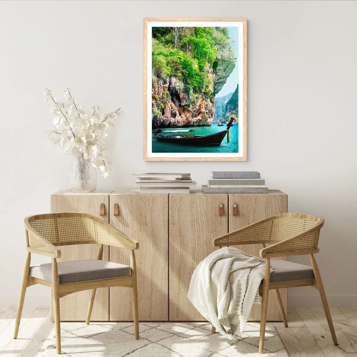 Poster in cornice rovere chiaro - Invito a un viaggio esotico - 70x100 cm