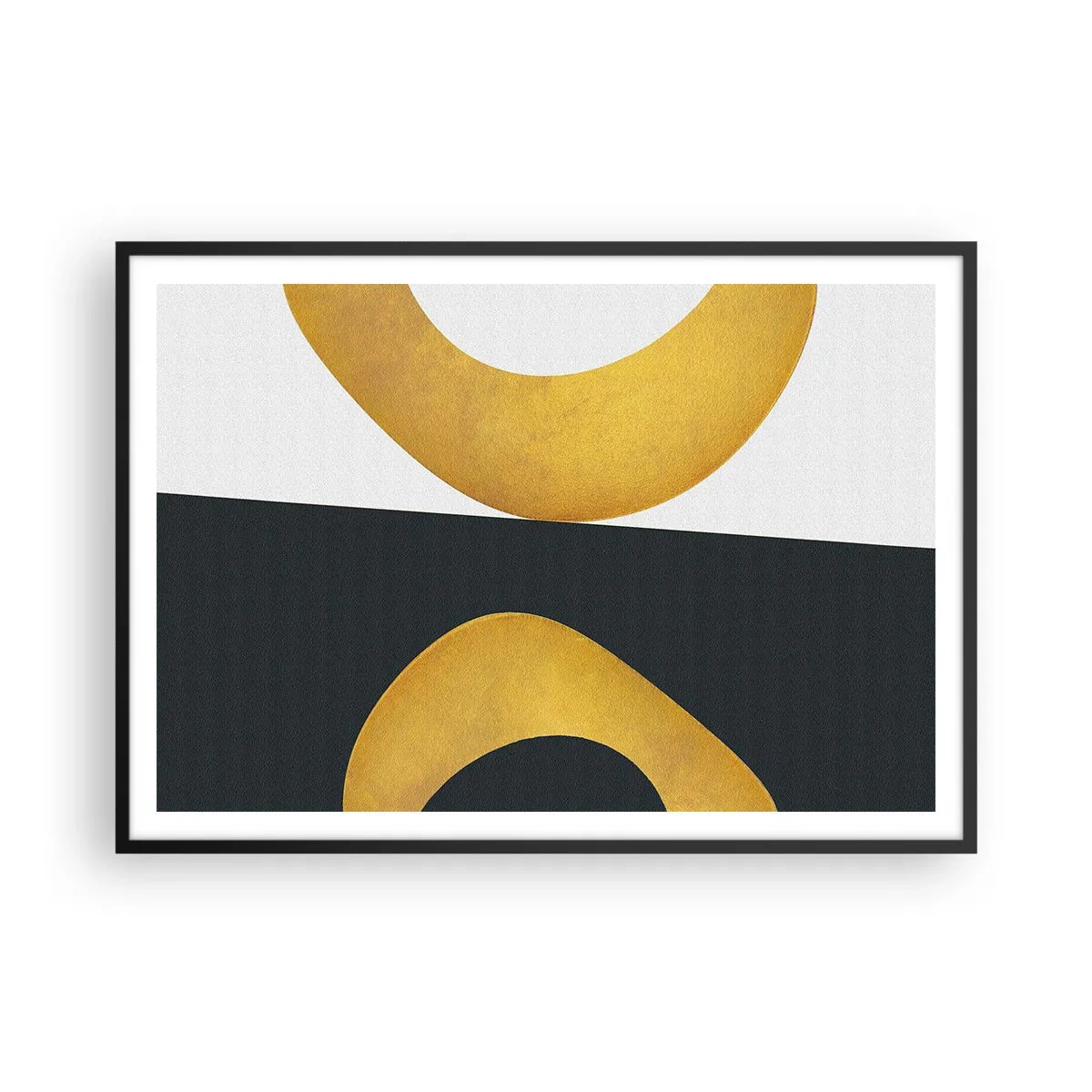 Poster in cornice nera - Forme geometriche in oro su sfondo bianco e scuro - 100x70cm - Iniziamo dall'oro - Decorazione murale moderna per soggiorno e camera da letto ARTTOR