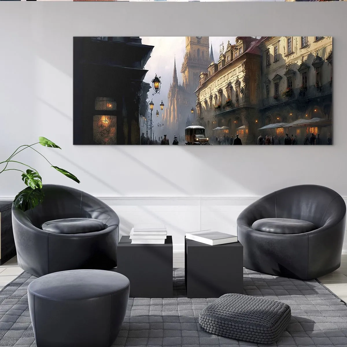 Quadro su vetro - Il fascino delle sere di Praga - 90x30 cm