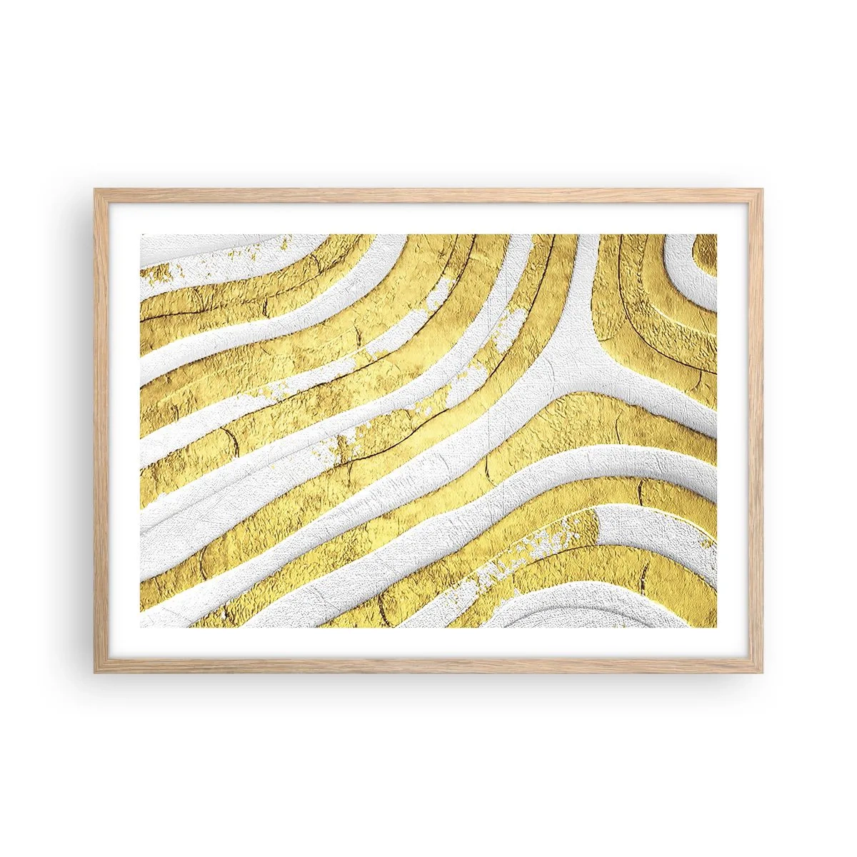 Poster in cornice rovere chiaro - Composizione in bianco e oro - 70x50 cm