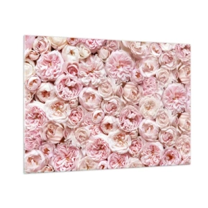 Quadro su vetro - Rose pastello in una fitta composizione floreale - 100x70cm - Coperto di rose - Decorazione murale moderna per soggiorno e camera da letto ARTTOR