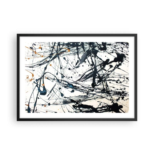 Poster in cornice nera - Un dipinto astratto con schizzi di vernice che formano motivi dinamici. - 70x50cm - Astrazione espressionistica - Decorazione murale moderna per soggiorno e camera da letto ARTTOR