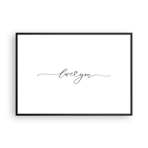 Poster in cornice nera - La scritta "Ti amo" in un carattere elegante - 100x70cm - Bianco e nero - Decorazione murale moderna per soggiorno e camera da letto ARTTOR