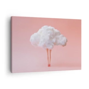 Quadro su tela - Stampe su Tela - Gambe in una nuvola su sfondo rosa - 70x50cm - Dolce promessa - Decorazione murale moderna per soggiorno e camera da letto ARTTOR