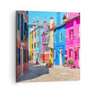 Quadro su tela - Stampe su Tela - La cittadina dei pappagalli - 60x60 cm