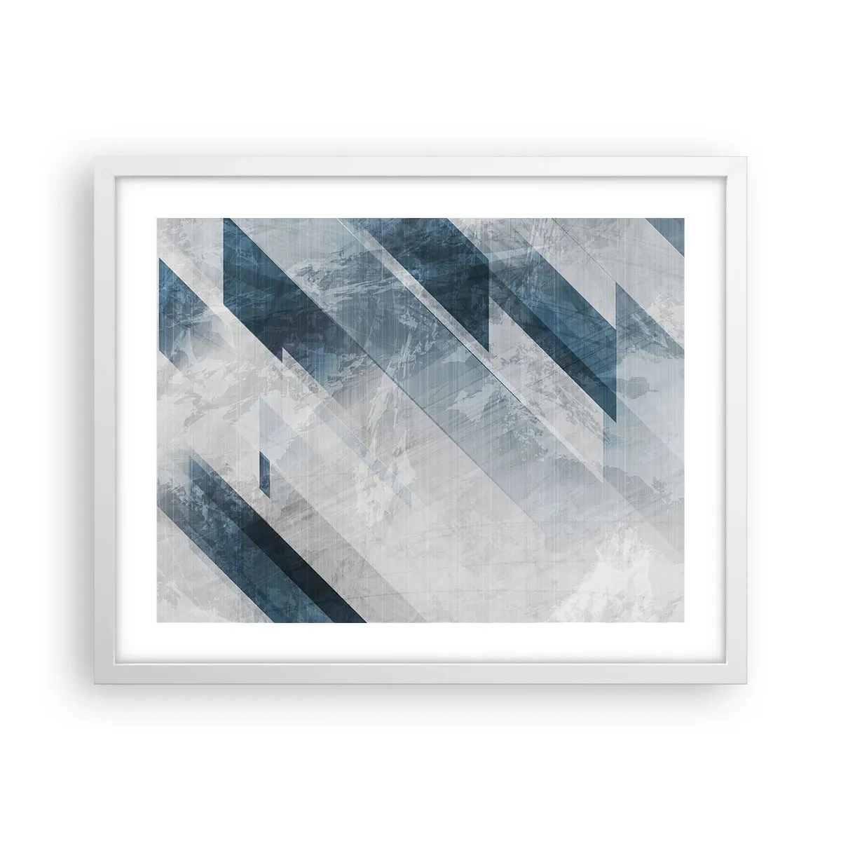 Poster in cornice bianca - Composizione spaziale: movimento in grigio - 50x40 cm