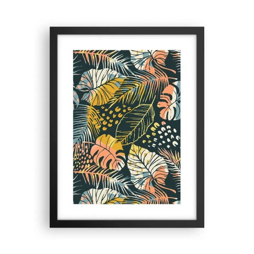 Poster in cornice nera - Fantasia di foglie - 30x40 cm
