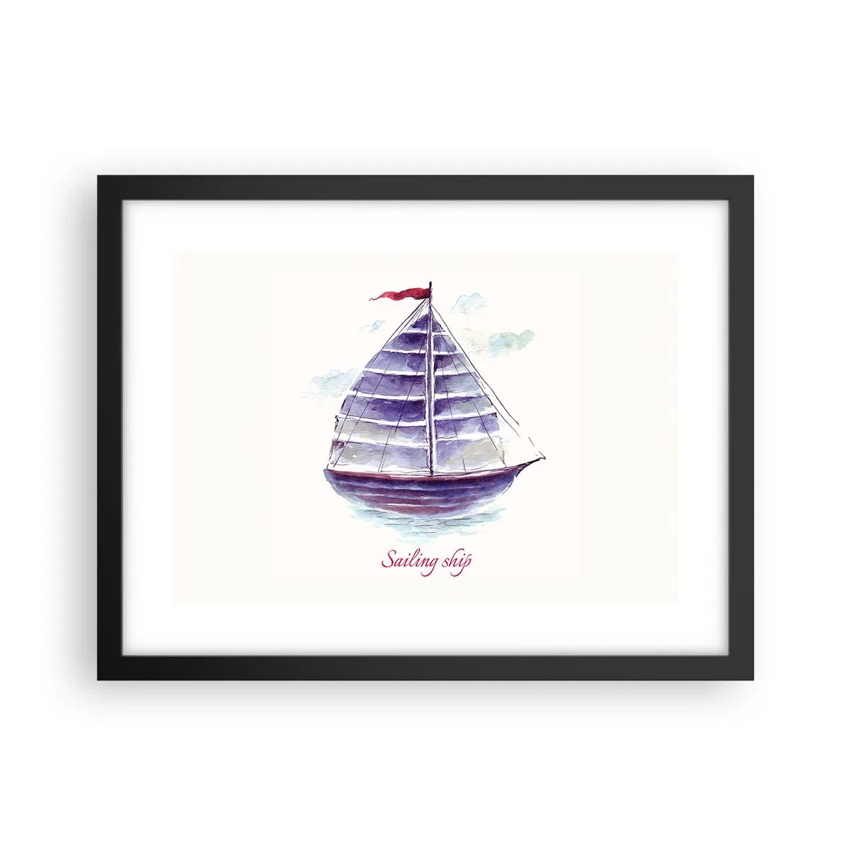 Poster in cornice nera - Gonfie vele e mare calmo - 40x30 cm
