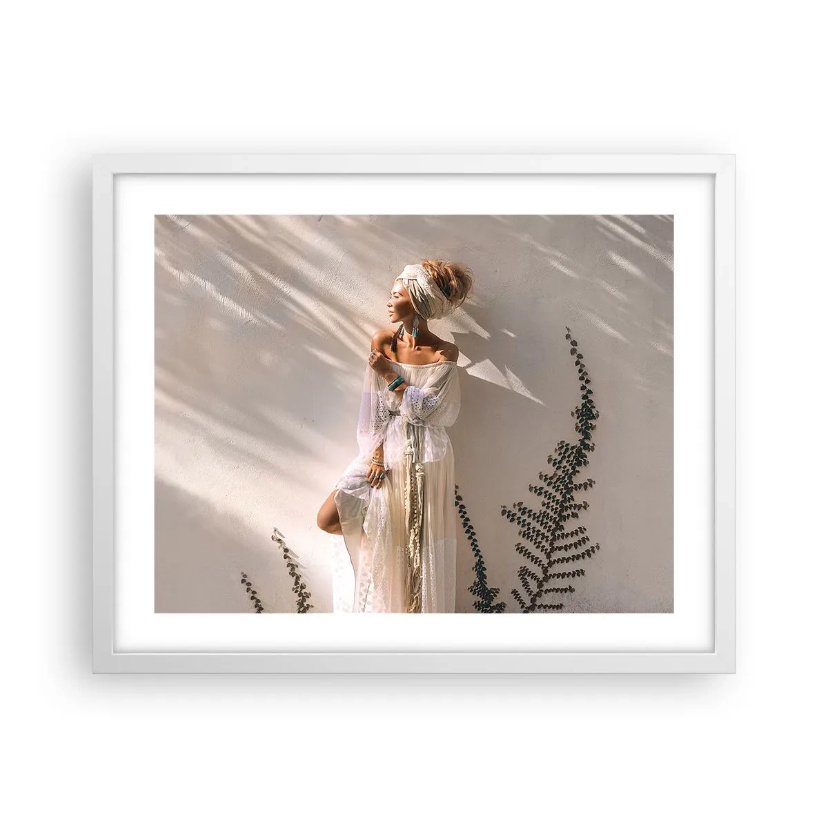 Poster in cornice bianca - Il sole e la ragazza - 50x40 cm