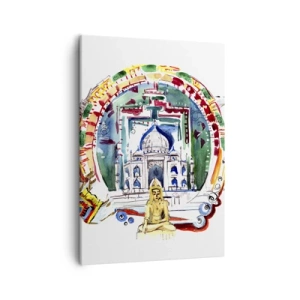 Quadro su tela - Stampe su Tela - Un'illustrazione colorata dell'architettura indiana - 50x70cm - L'equilibrio indiano del mondo - Decorazione murale moderna per soggiorno e camera da letto ARTTOR