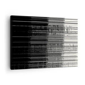 Quadro su tela - Stampe su Tela - Composizione astratta di linee in bianco e nero contrastanti - 70x50cm - Onde e vibrazioni - Decorazione murale moderna per soggiorno e camera da letto ARTTOR