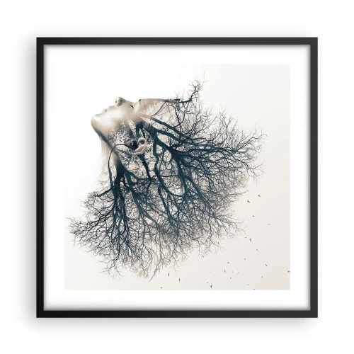 Poster in cornice nera - In ascolto del sussurro dell'albero - 50x50 cm