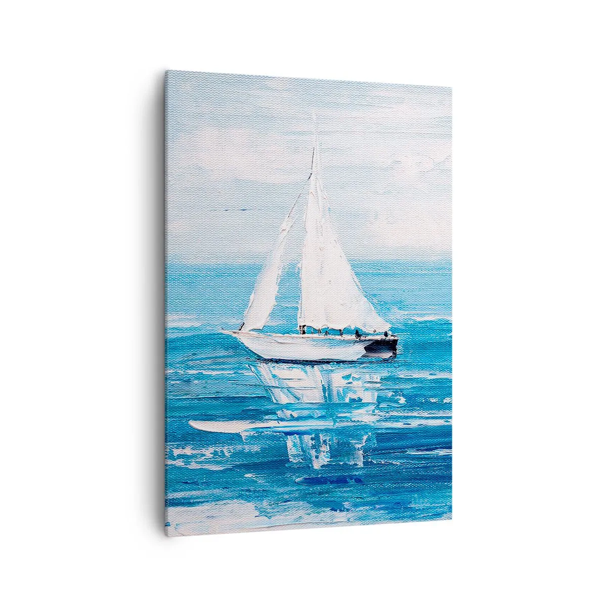 Quadro su tela - Stampe su Tela - Yacht sul mare blu in stile artistico - 70x100cm - Con un amico al fianco - Decorazione murale moderna per soggiorno e camera da letto ARTTOR