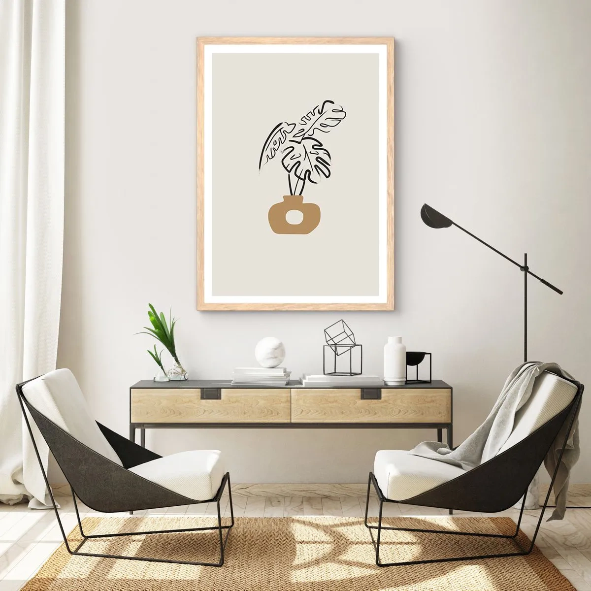 Poster in cornice rovere chiaro - Monstera: ornamento della casa - 50x70 cm