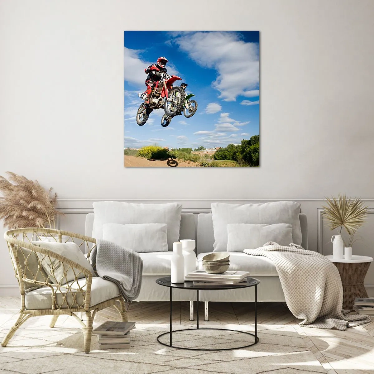 Quadro su vetro - Saltando sotto il cielo - 60x60 cm