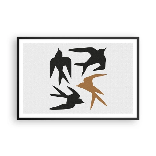 Poster in cornice nera - Giochi di rondini - 91x61 cm
