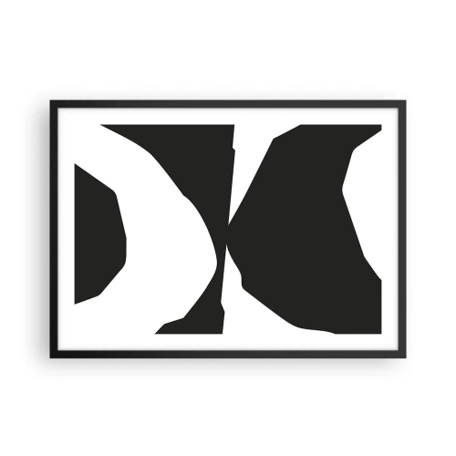Poster in cornice nera - Motivo astratto a contrasto in bianco e nero - 70x50cm - Positivo - negativo - Decorazione murale moderna per soggiorno e camera da letto ARTTOR