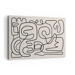 Quadro su tela - Stampe su Tela - Motivo astratto di linee nere su sfondo chiaro - 100x70cm - Segui il percorso - Decorazione murale moderna per soggiorno e camera da letto ARTTOR