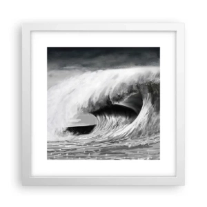 Poster in cornice bianca - La furia dell'oceano - 30x30 cm