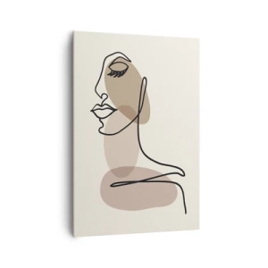 Quadro su tela - Stampe su Tela - Un profilo femminile in stile minimalista - 70x100cm - La linea sicura della bellezza - Decorazione murale moderna per soggiorno e camera da letto ARTTOR
