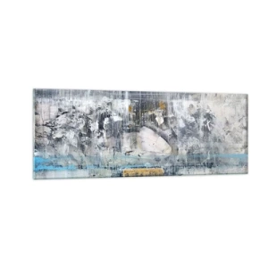 Quadro su vetro - Composizione astratta in toni freddi - 140x50cm - Talvolta è facile, talvolta è difficile - Decorazione murale moderna per soggiorno e camera da letto ARTTOR