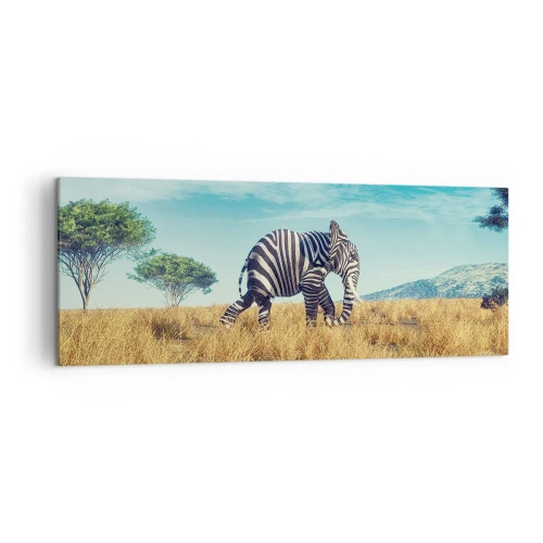 Quadro su tela - Stampe su Tela - Zebra in un paesaggio africano - 140x50cm - Il grigio non è più di moda - Decorazione murale moderna per soggiorno e camera da letto ARTTOR