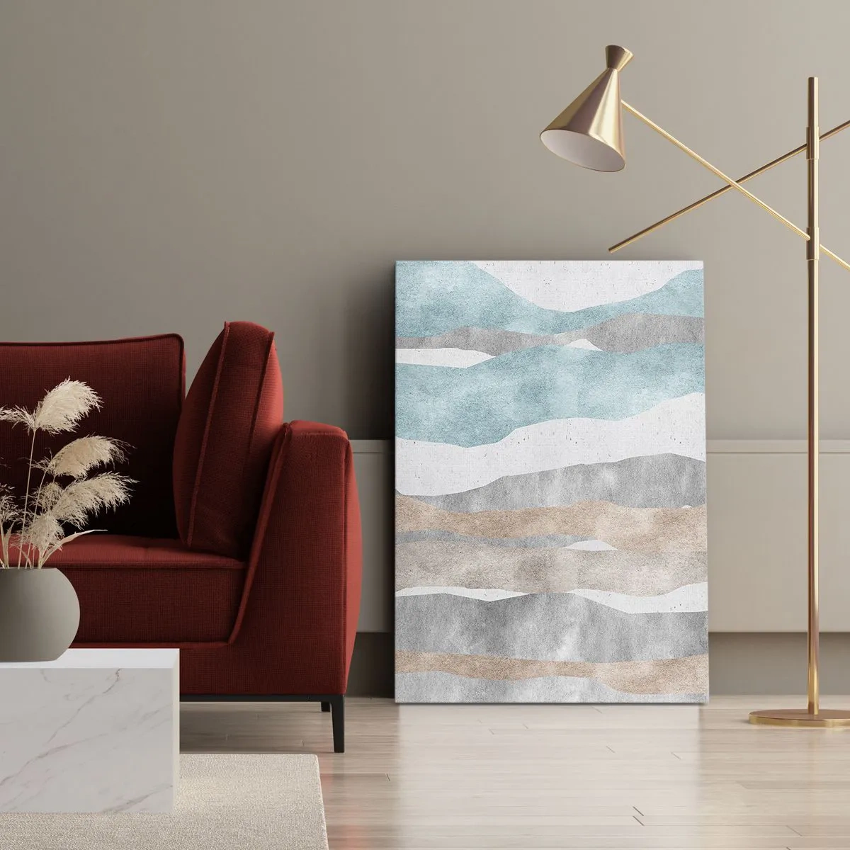 Quadro su tela - Stampe su Tela - Strisce astratte in tonalità pastello - 50x70cm - Studio di prossimità - Decorazione murale moderna per soggiorno e camera da letto ARTTOR