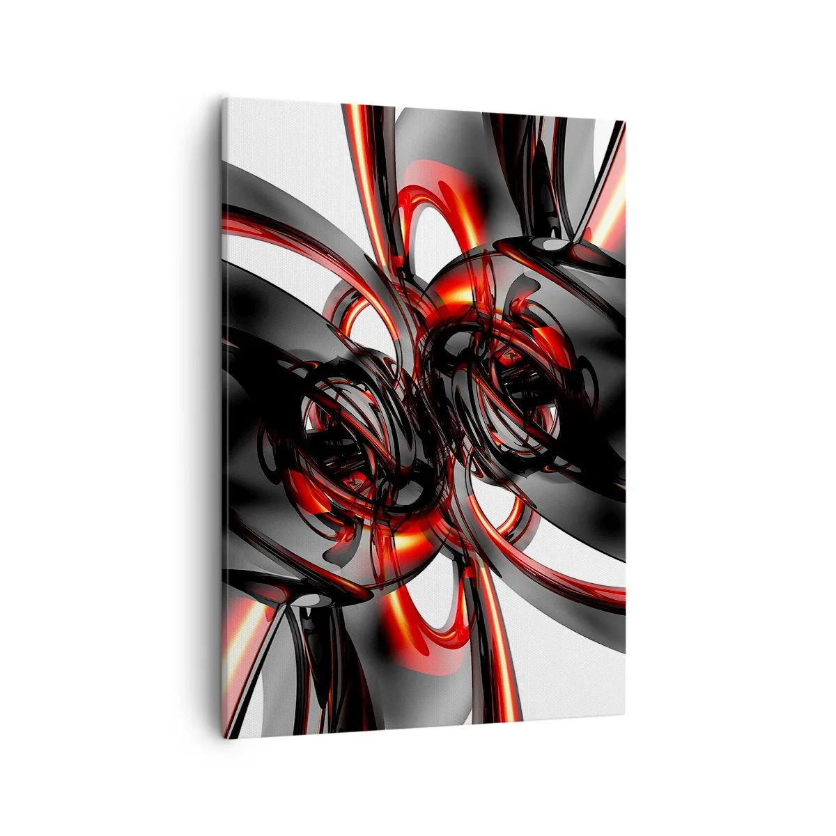 Quadro su tela - Stampe su Tela - Grafica 3D astratta con elementi neri e rossi - 50x70cm - Movimento in grafite e rosso - Decorazione murale moderna per soggiorno e camera da letto ARTTOR
