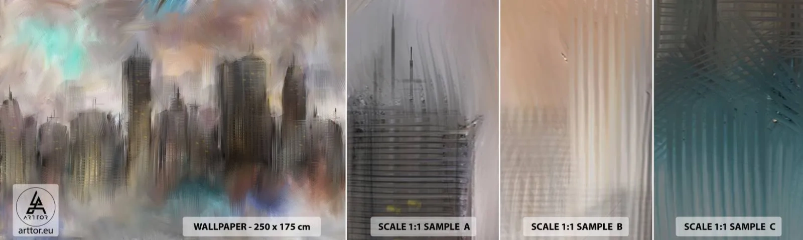 Campione Di Fotomurale Standard Eco - Composizione con acciaio, pietra e nebbia - Città, Architettura, Pezzo - 100x30 cm