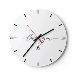 Orologio da parete - Orologio in Vetro - Orologio bianco minimalista con la scritta "Ti amo" - 30x30cm - Bianco e nero - Decorazione murale moderna per soggiorno, cucina e camera da letto ARTTOR