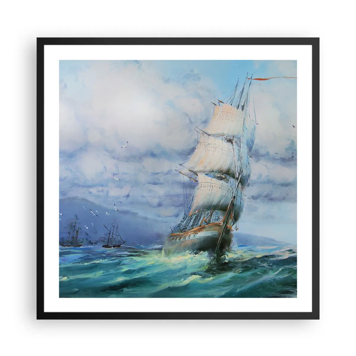 Poster in cornice nera - Con il vento in favore - 60x60 cm